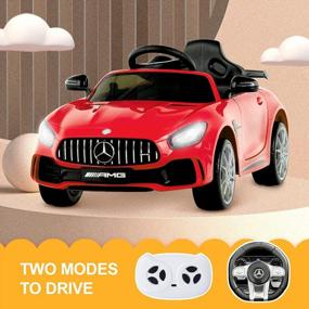 img 3 attached to Electric Ride-On Mercedes Benz AMG GTR For Kids With Remote Control, LED Lights, Suspension, Music, Horn, TF Card, USB Port, Portable Handle - Battery Powered And Available In Red From Uenjoy