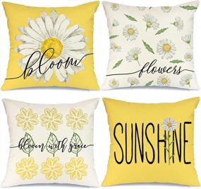 img 4 attached to Add A Touch Of Farmhouse Charm To Your Home With AENEY'S Set Of 4 Floral Pillow Covers - Perfect For Spring And Summer Decor