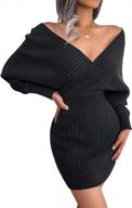 feoya women's ribbed tight wrap sweater mini knit dress with batwing sleeves - perfect for autumn and winter logo