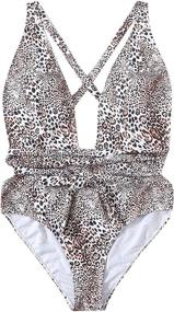 img 4 attached to SweatyRocks Womens Bathing Leopard Swimwear Women's Clothing ~ Swimsuits & Cover Ups