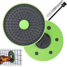 img 4 attached to 🐶 Anxiety Reducing Dog Crate Training Tool: Licking Pad Plate & Slow Feeder Peanut Butter Toy with Brush & Spatula - Perfect for Small/Medium/Large Dogs