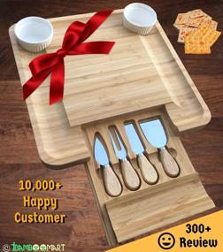 img 2 attached to Bamboo Cheese Board With Cutlery Set: The Perfect Gift For Any Occasion!