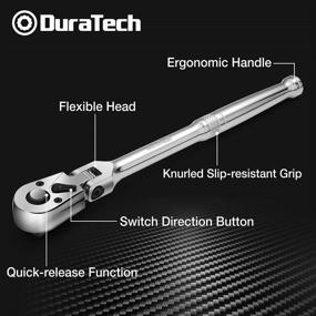 img 3 attached to Flex Head Ratchet Handle And Socket Set By DURATECH - 3/8-Inch Drive, 72-Tooth, Quick Release, Reversible Switch, Full-Polished Chrome Plating, Made From High-Quality Alloy Steel