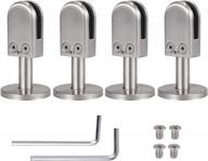 4-piece kamtop stainless steel 304 glass clip clamp for 10mm glass and 40mm rod with adjustable flat back bracket for handrail, glass panels, screen, and pool fence - brush finish for enhanced seo logo