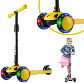 img 4 attached to PRINIC Kick Scooter For Kids 3 Wheels Scooters For Toddlers Girls Boys With Adjustable Height, Light Up Flashing Wheels, Lean-To-Steer, Sturdy Deck, Extra Wide, Quick-Release, For Ages 2 - 5 Years Old