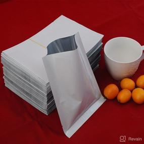 img 1 attached to 🔒 Premium 200 Piece White Metallic Mylar Foil Open Top Sealable Bags: Ideal 2.4x3.5 inch Vacuum Heat Seal Pouches for Efficient Food Storage Packaging, Featuring Tear Notches!