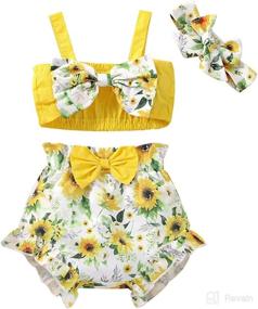 img 4 attached to Newborn Swimsuit Outfits Sunflower Sunflower 3Pcs Apparel & Accessories Baby Boys best: Clothing