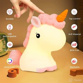 img 3 attached to 🦄 Unicorn Gifts for Girls: Orenic Unicorn Night Light with Touch Sensor - USB Rechargeable & Color Changing Silicone Nursery Lamp. Portable Unicorn Toys for Girls, Baby, and Toddlers Room.