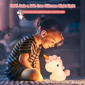 img 2 attached to 🦄 Unicorn Gifts for Girls: Orenic Unicorn Night Light with Touch Sensor - USB Rechargeable & Color Changing Silicone Nursery Lamp. Portable Unicorn Toys for Girls, Baby, and Toddlers Room.