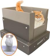 🐱 speedysift cat litter box with 56 ct disposable sifting liners, 15-inch corrugated plastic board - high sides for cats that spray, large logo