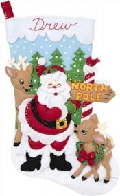 img 3 attached to 🎅 Bucilla North Pole Santa 18" Felt Applique Christmas Stocking Kit: Festive and Fun!