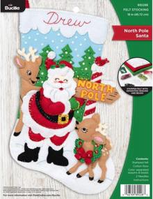 img 4 attached to 🎅 Bucilla North Pole Santa 18" Felt Applique Christmas Stocking Kit: Festive and Fun!