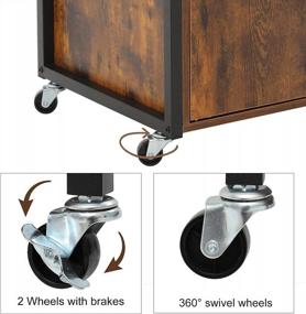 img 1 attached to Тележка для кухонного острова на колесах с 8 крючками, ящиком, шкафом и открытой полкой - Тележка на колесиках для кухни-столовой - Rustic Brown от USIKEY