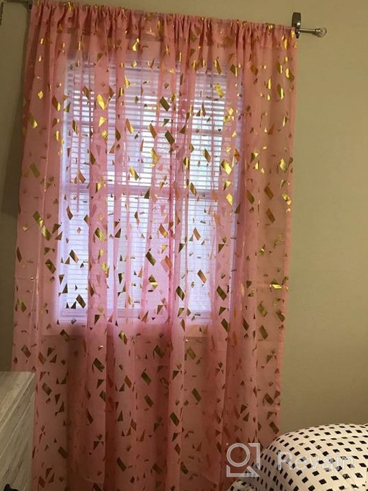 img 1 attached to Add Elegance To Your Living Room With Kotile'S Sheer Gold Foil Confetti Curtains - 84 Inches Long - Set Of 2 Panels review by Justin Newport