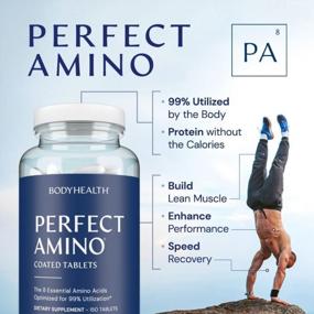img 1 attached to BodyHealth PerfectAmino (300 Ct) Easy To Swallow Tablets, Essential Amino Acids Supplement With BCAAs, Vegan Protein For Pre/Post Workout & Muscle Recovery With Lysine, Tryptophan, Leucine, Methionine