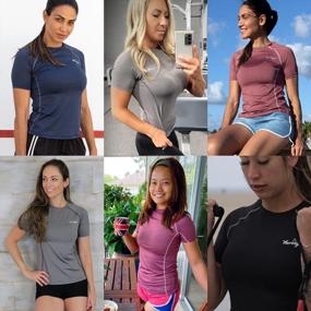 img 1 attached to Компрессионная футболка с коротким рукавом для женщин — идеальный спортивный топ для тренировок и бега с технологией Cool Dry от Thermajane