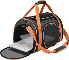 img 4 attached to 🐱 Compact Cat Carrier with Fleece Pad - Portable and Foldable Small Pet Carrier, Enhanced Safety Features - Cat Bag Carrier for Medium Cats, Soft-Sided Design in Vibrant Orange