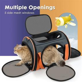 img 3 attached to 🐱 Compact Cat Carrier with Fleece Pad - Portable and Foldable Small Pet Carrier, Enhanced Safety Features - Cat Bag Carrier for Medium Cats, Soft-Sided Design in Vibrant Orange