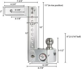 img 2 attached to 🚚 Weigh Safe WS10-2: Регулируемый алюминиевый фаркоп с встроенным весами, снижение на 10 дюймов, шамка 2 дюйма, шары из нержавеющей стали, двойной замок на стальной штифт.