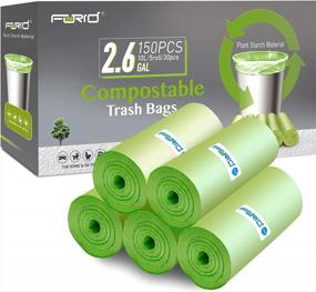 img 4 attached to Маленькие мешки для мусора FORID - 150 компостируемых мешков для мусора объемом 2,6 галлона, прочные вкладыши для мусорных баков для утилизации кухонных и офисных отходов, без запаха и экологически чистые