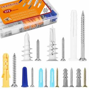 img 4 attached to 372Pcs Leanking #8 Self Drilling Drywall Anchors Assortment Kit - 7 Variety Heavy Duty Plastic Anchors & 2 Kinds Of Self-Drilling Gypsum Wall Board Anchor Screws
