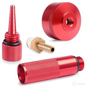 img 2 attached to 🔴 Premium Aluminum Gas Cap and Brass Hose Fitting for Honda EU Generators - Mess-Free Funnel and Magnetic Dipstick Included - Enhance Oil Changes with Ease (Red)