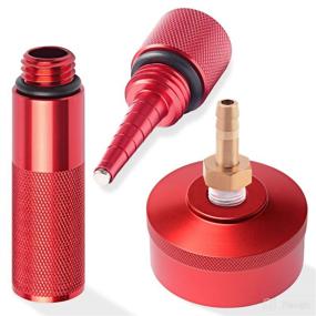 img 3 attached to 🔴 Premium Aluminum Gas Cap and Brass Hose Fitting for Honda EU Generators - Mess-Free Funnel and Magnetic Dipstick Included - Enhance Oil Changes with Ease (Red)