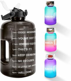 img 4 attached to Motivational 128Oz Water Bottle With Straw And Time Markings - BPA Free One Gallon Reusable Water Jug For Gym, Sports, And Outdoor Activities - Leak Proof And Durable (Black)