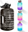 motivational 128oz water bottle with straw and time markings - bpa free one gallon reusable water jug for gym, sports, and outdoor activities - leak proof and durable (black) logo