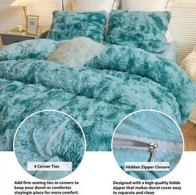 img 1 attached to LIFEREVO 3 Pieces Luxury Shaggy Faux Fur Duvet Cover Set Soft Fluffy Fuzzy Comforter Ombre Marble Print Furry Bedding,1 Plush Cover+2 Pillow Covers,Zipper Closure(Tie Dye Teal,Queen)