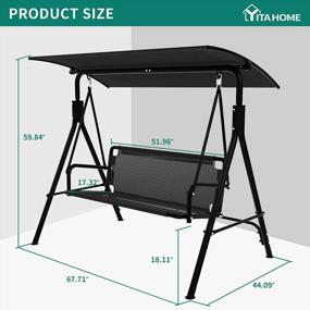 img 3 attached to YITAHOME 3 Person Outdoor Patio Swing With Adjustable Canopy And Weather Resistant Steel Frame, Perfect For Garden, Poolside, And Balcony Use - Black