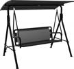yitahome 3 person outdoor patio swing with adjustable canopy and weather resistant steel frame, perfect for garden, poolside, and balcony use - black logo