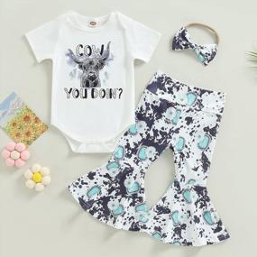 img 1 attached to 2-Piece Festival Outfit For Baby Girls: Short-Sleeve Romper Top And Flared Long Pants Set With Floral And Animal Prints - Perfect Newborn Clothes