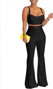 img 2 attached to Chic And Trendy: Women'S Two Piece Jumpsuit Set With Bell Flare Long Pants And Crop Top