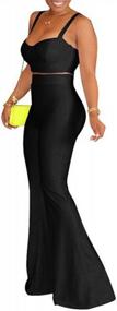 img 3 attached to Chic And Trendy: Women'S Two Piece Jumpsuit Set With Bell Flare Long Pants And Crop Top