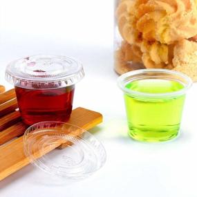img 4 attached to 200 Sets Of 1 Ounce Jello Shot Cups With Lids | TashiBox Plastic Souffle Portion Cups With Clear Lids