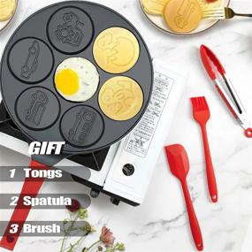 img 2 attached to 7-Mold Nonstick Dinosaur Pancake Maker For Kids - Silver Dollar Breakfast Crepe Griddle Shapes