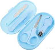 👶 yeepsys baby nail clippers kit - newborn manicure pedicure clippers with case, nail file, scissors, tweezers - 4 in 1 nail care set for kids, toddler, infant (blue) logo