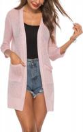 stylish and comfortable women's open front knit cardigan with pockets - available in 3/4 sleeve or long sleeve logo