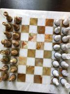 img 1 attached to White & Green Onyx 15" Staunton/Ambassador Chess Set - Handmade Marble Weighted Board Game For Adults review by Chris Sandridge