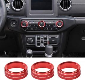 img 4 attached to Red Aluminum Alloy Trim Cover For 2018-2022 Jeep Wrangler JL JLU & 2020-2022 Gladiators JT Air Conditioner Switch Knob