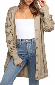 img 4 attached to 🧥 AlvaQ Open Front Long Cardigan for Women - Lightweight Lace Crochet, Casual Loose Button Down Sweater Knit Outwear