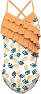 girls upf 50+ one piece swimsuit hawaiian ruffle bathing suit beach surfing 4-10 years logo