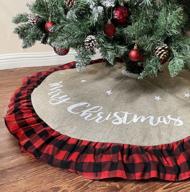 make your christmas merry with aogu's 48 inch buffalo plaid snowflake tree skirt decoration! logo