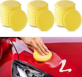img 4 attached to 🧽 Frienda 24 Pcs 4 Inch Wax Foam Applicator Pad: Ultimate Microfiber Detailing & Cleaning Tool for Car Polishing and Waxing – Polyurethane Sponge, Round Shaped Pressing Foam, Yellow