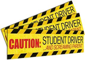 img 4 attached to 🚸 Caution: Student Driver/Screaming Parent Magnet - Bumper Stickers Pack (12" x 3") - Set of 3 Car Signs for New Drivers