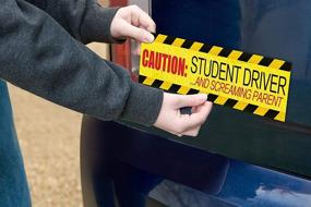 img 1 attached to 🚸 Caution: Student Driver/Screaming Parent Magnet - Bumper Stickers Pack (12" x 3") - Set of 3 Car Signs for New Drivers