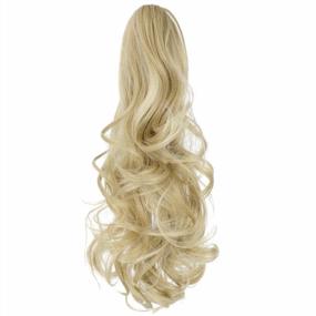 img 3 attached to Clip-In Hairpiece Ponytail Extension 18" 20" Curly Wavy Straight Light Blonde Mix Bleach Blonde For Women Jaw Long