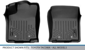 img 1 attached to Custom Fit Floor Mats 1st Row Liner Set Black for 2018-2022 Toyota Tacoma - All Models by SMARTLINER