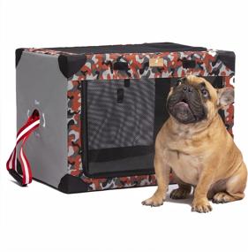 img 4 attached to 🐾 Michvies Soft Portable Dog Crate, Collapsible Travel Pet Kennel with Carrying Bag for Dogs & Cats Indoor & Outdoor, Orange Camouflage, DC02-M-camouflages-O, Medium Size (26x18x18'')